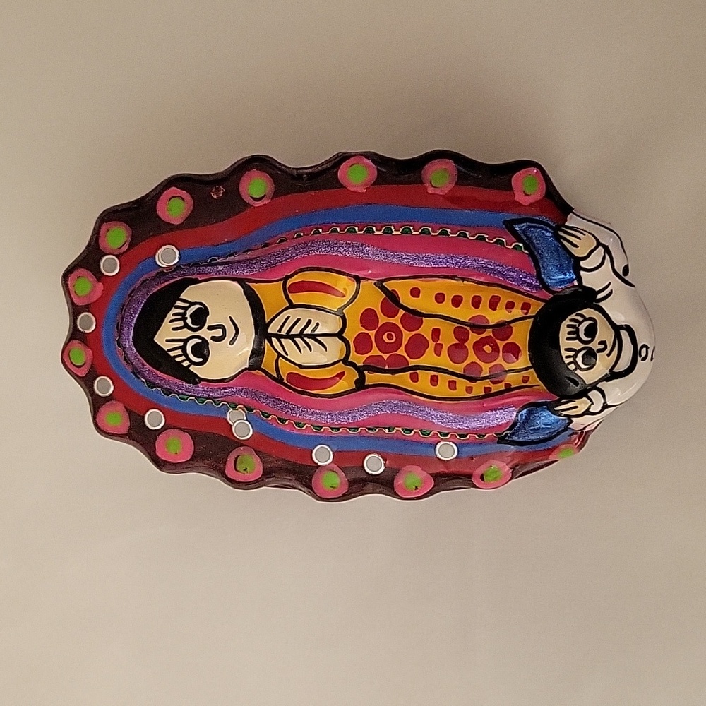 Virgen of Guadalupe, Handpainted Trinket Box.  Beautiful detail.      4"×2 1/2"